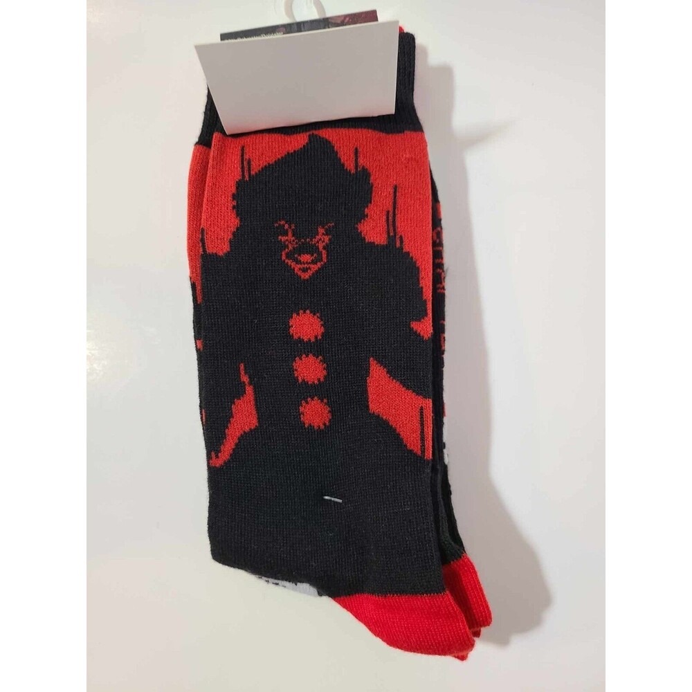IT Pennywise Crew Socks 1 Pair Men 6-12 Red Black Clown Horror King Killer Float